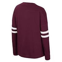 Women's Colosseum  Maroon Texas A&M Aggies Oversized Violet Distressed V-Neck Long Sleeve T-Shirt