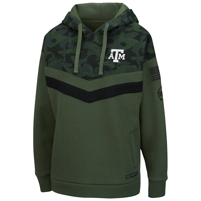 Sweat à capuche Colosseum Olive/Camo Texas A&M Aggies OHT Military Appreciation Extraction Chevron pour femme