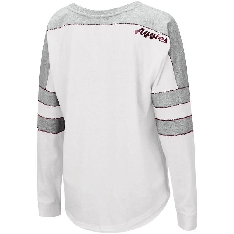 Women's Colosseum White Texas A&M Aggies Trey Dolman Long Sleeve T-Shirt