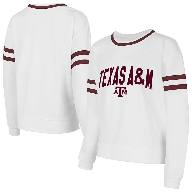 Women's Concepts Sport  White Texas A&M Aggies Borough French Terry Arch Over Long Sleeve Top