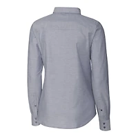 Chemise boutonnée à manches longues en tissu Oxford extensible tri-blend pour femme, couleur anthracite, Cutter & Buck, Texas A&M Aggies Alumni