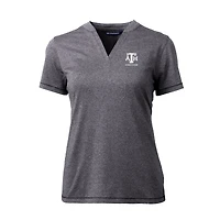 Women's Cutter & Buck  Heather Charcoal Texas A&M Aggies Alumni DryTec Forge Stretch V-Neck Blade Top