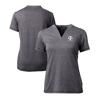 Women's Cutter & Buck  Heather Charcoal Texas A&M Aggies Alumni DryTec Forge Stretch V-Neck Blade Top