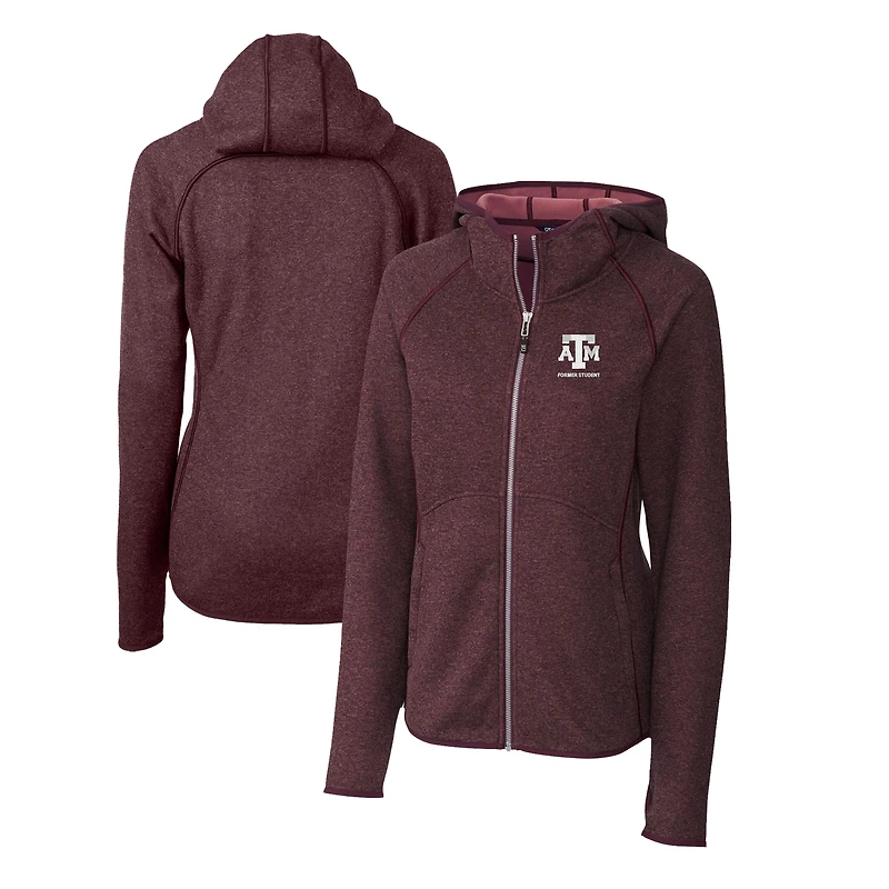 Women's Cutter & Buck  Heather Maroon Texas A&M Aggies Alumni Mainsail Sweater-Knit Full-Zip Hoodie