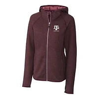 Women's Cutter & Buck  Heather Maroon Texas A&M Aggies Alumni Mainsail Sweater-Knit Full-Zip Hoodie