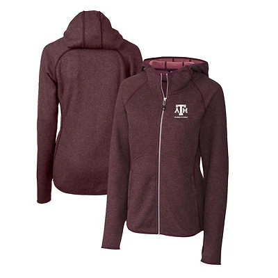 Women's Cutter & Buck  Heather Maroon Texas A&M Aggies Alumni Mainsail Sweater-Knit Full-Zip Hoodie