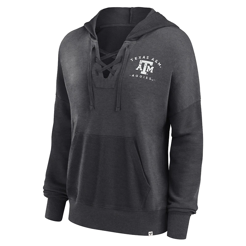 Sweat à capuche lacets Fanatics Heather Charcoal Texas A&M Aggies Campus pour femmes