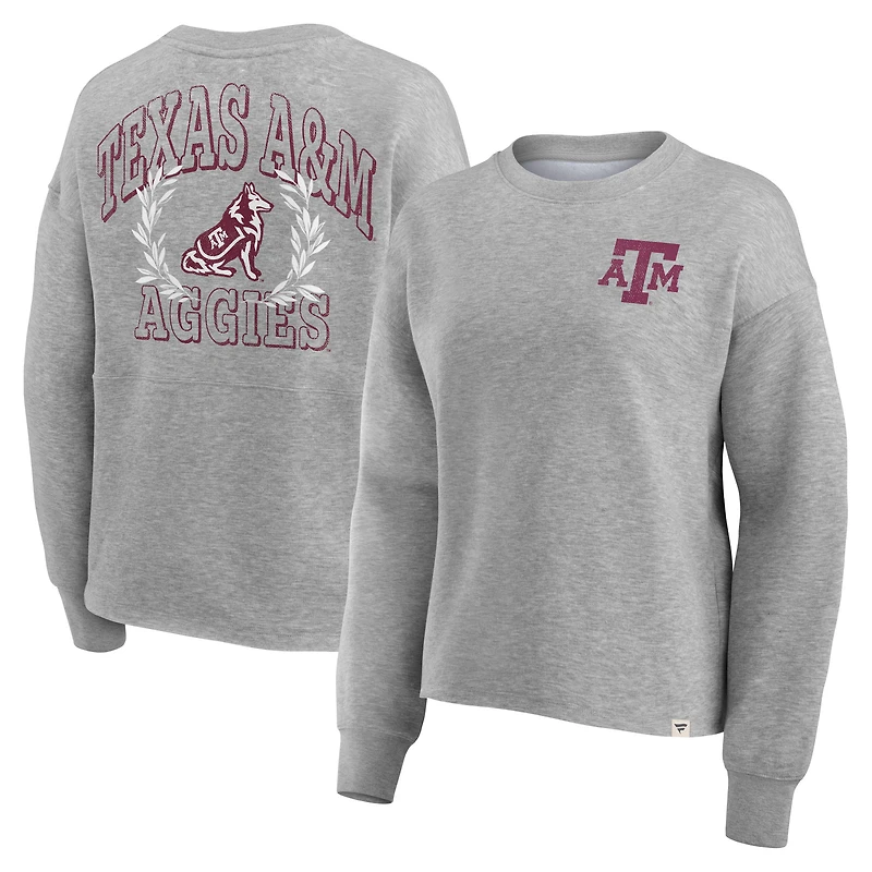 Sweat-shirt à enfiler Fanatics Heather Grey Texas A&M Aggies Ready Play Crew pour femmes