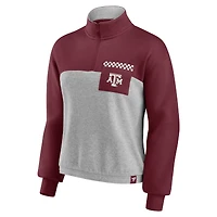 Women's Fanatics Maroon/Heathered Gray Texas A&M Aggies Sideline to Colorblock Quarter-Zip Jacket