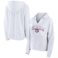 Sweat à capuche rayé blanc col cranté Fanatics pour femmes Texas A&M Aggies