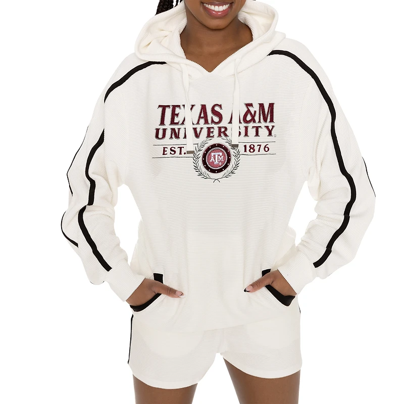 Women's Gameday Couture Cream Texas A&M Aggies Down, Set, Go Pullover Hoodie and Shorts Set