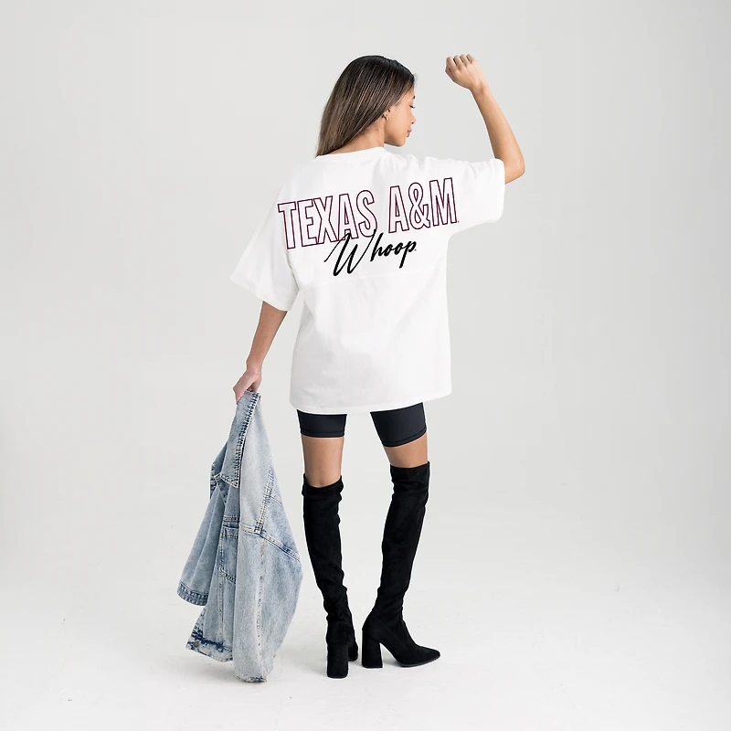 Women's Gameday Couture White Texas A&M Aggies Oversized Back at Ya T-Shirt