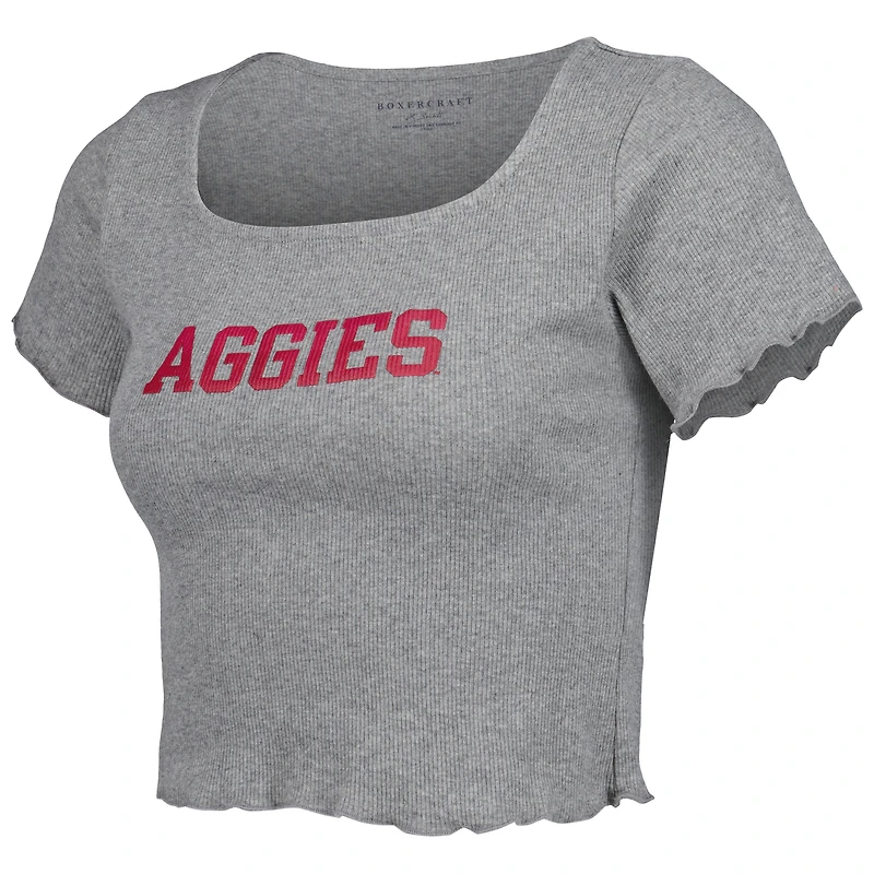 Women's Gray Texas A&M Aggies Baby Rib Lettuce-Edge Trim T-Shirt