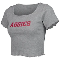 Women's Gray Texas A&M Aggies Baby Rib Lettuce-Edge Trim T-Shirt