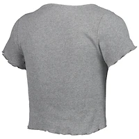 Women's Gray Texas A&M Aggies Baby Rib Lettuce-Edge Trim T-Shirt