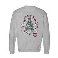 Women's  Heather Gray Texas A&M Aggies Classic Merry Christmas Tree Crewneck Sweatshirt