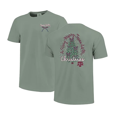 T-shirt vert clair pour femmes Texas A&M Aggies Christmas Tree Comfort Colors