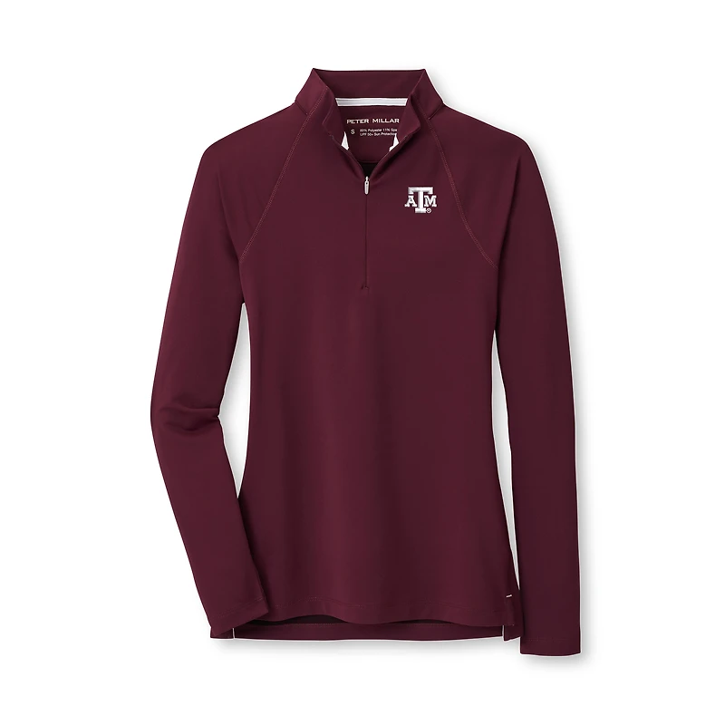 Haut à col zippé Peter Millar bordeaux Texas A&M Aggies pour femme