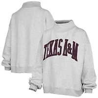 Women's Pressbox Ash Texas A&M Aggies Oversized Nelson Mock Neck Sweatshirt
