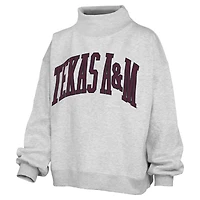 Women's Pressbox Ash Texas A&M Aggies Oversized Nelson Mock Neck Sweatshirt