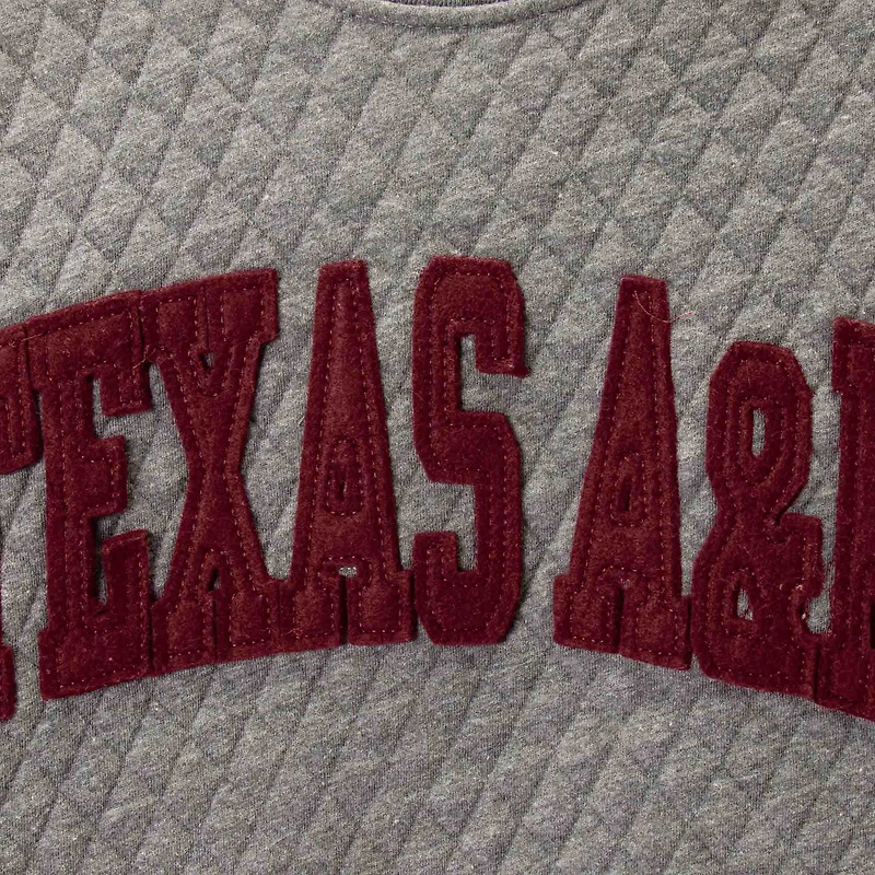 Sweat-shirt matelassé Pressbox Heather Charcoal Texas A&M Aggies Moose pour femme