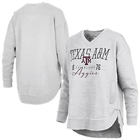 Women's Pressbox  Heather Gray Texas A&M Aggies Marcus East Hall Poncho V-Neck Sweatshirt