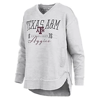 Sweat-shirt poncho à col en V Pressbox gris chiné pour femmes