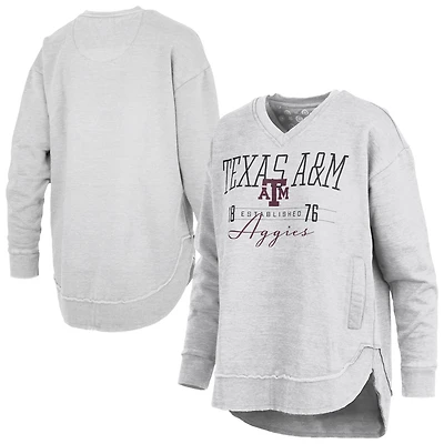 Women's Pressbox Heather Gray Texas A&M Aggies Marcus East Hall Poncho V-Neck Sweatshirt