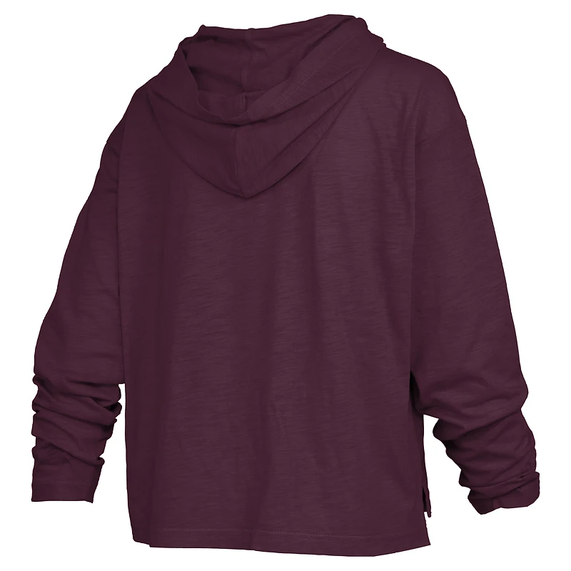 Women's Pressbox  Maroon Texas A&M Aggies Castillo Slub Waist Length Long Sleeve Hooded T-Shirt