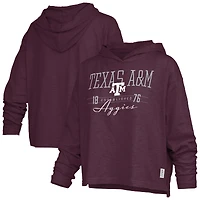 T-shirt à capuche et manches longues Pressbox marron Texas A&M Aggies Castillo Slub pour femme