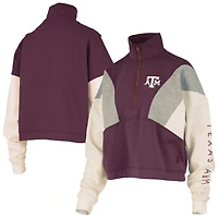 Women's Pressbox  Maroon Texas A&M Aggies Ferrara Color Block Quarter-Zip Sweatshirt