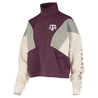 Women's Pressbox  Maroon Texas A&M Aggies Ferrara Color Block Quarter-Zip Sweatshirt