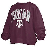 Sweat-shirt surdimensionné à manches longues pour femme, coupe ample, couleur bordeaux, avec logo Janise des Texas A&M Aggies