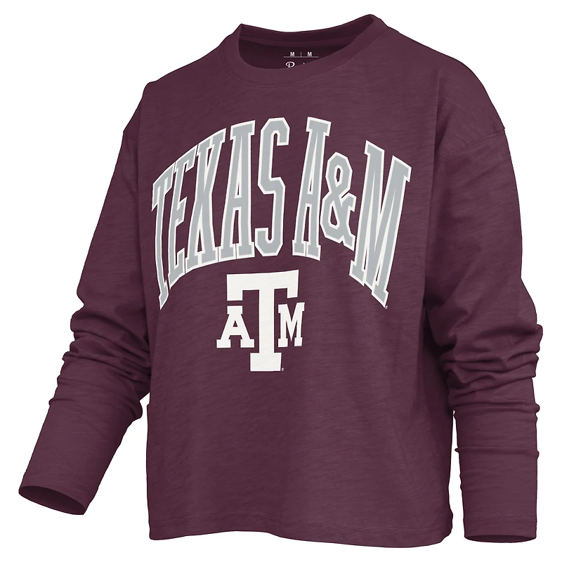 Women's Pressbox Maroon Texas A&M Aggies Motley Boxy Waist-Length Long Sleeve T-Shirt