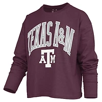 Women's Pressbox Maroon Texas A&M Aggies Motley Boxy Waist-Length Long Sleeve T-Shirt