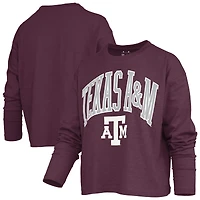 T-shirt à manches longues et coupe carrée pour femme, modèle Texas A&M Aggies, couleur bordeaux Pressbox.