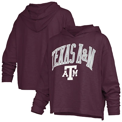 T-shirt à capuche manches longues Pressbox Maroon Texas A&M Aggies Nelson Arch Over Logo pour femmes