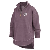 Sweat-shirt zippé quart de tour pour femme, modèle poncho Northfork Sojourn, couleur marron Pressbox, Texas A&M Aggies