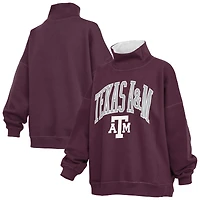 Women's Pressbox  Maroon Texas A&M Aggies Oversized Mock Neck Sweatshirt