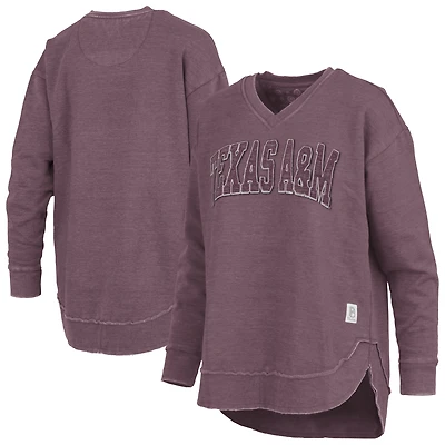 Sweat-shirt à col en V Westin Poncho pour femme, couleur marron Pressbox Texas A&M Aggies