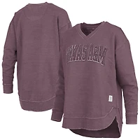 Sweat-shirt à col en V Westin Poncho pour femme, couleur marron Pressbox Texas A&M Aggies