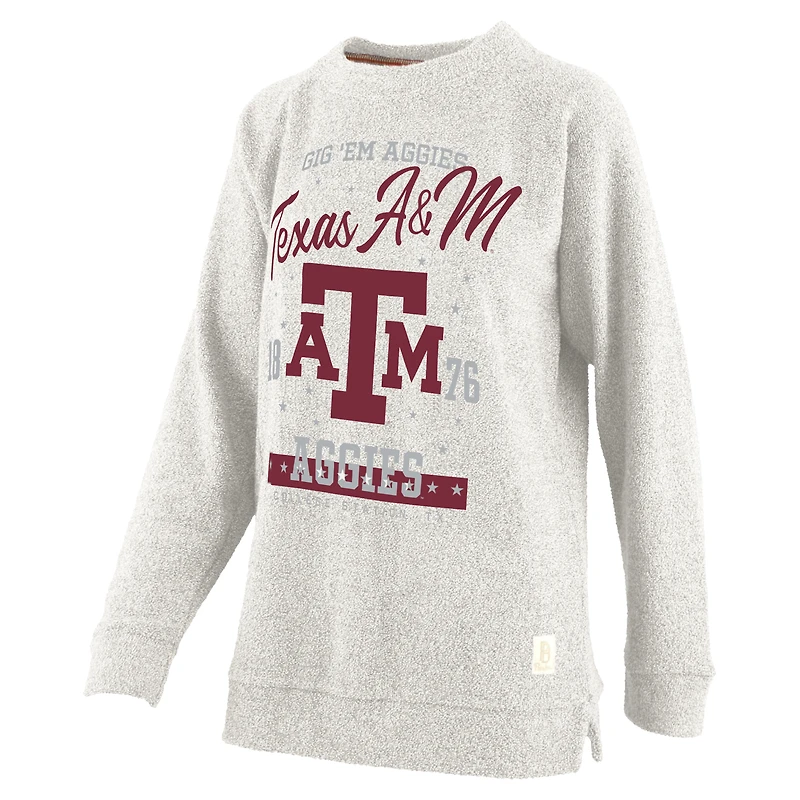 Women's Pressbox Oatmeal Texas A&M Aggies Plus Comfy Cairo Terry Pullover Sweatshirt