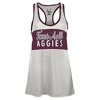 Débardeur dos nageur Tracy pour femme, blanc/marron, style Pressbox, Texas A&M Aggies, Burnout
