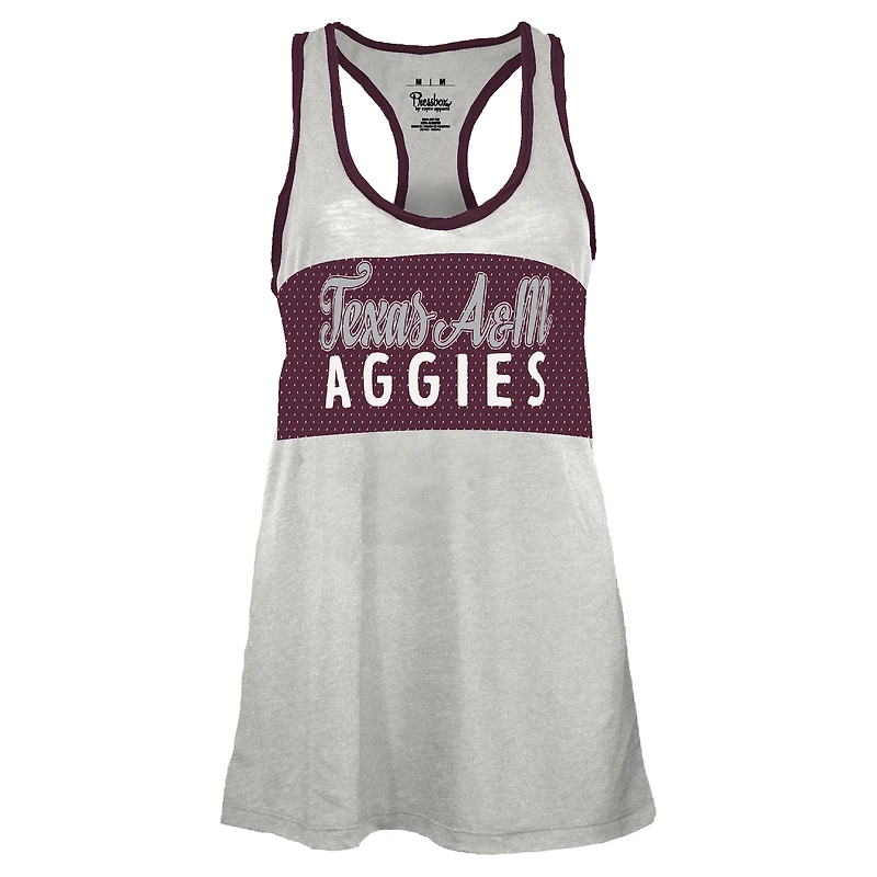 Women's Pressbox White/Maroon Texas A&M Aggies Tracy Racerback Burnout Tank Top