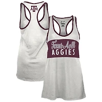 Débardeur dos nageur Tracy pour femme, blanc/marron, style Pressbox, Texas A&M Aggies, Burnout