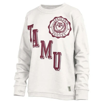 Women's Pressbox White Texas A&M Aggies Shoreline Sundown Pullover Sweatshirt