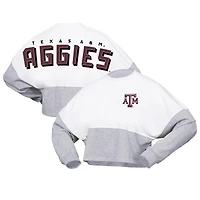 Women's Spirit Jersey  White Texas A&M Aggies Heather Block Cropped Long Sleeve T-Shirt