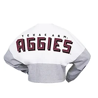 Women's Spirit Jersey  White Texas A&M Aggies Heather Block Cropped Long Sleeve T-Shirt