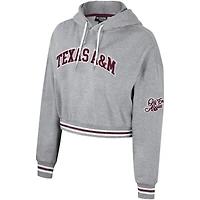 Women's The Wild Collective Heather Gray Texas A&M Aggies Cropped Shimmer Pullover Hoodie