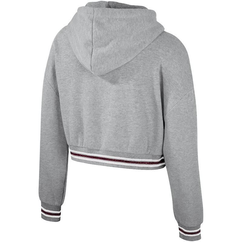 Women's The Wild Collective Heather Gray Texas A&M Aggies Cropped Shimmer Pullover Hoodie